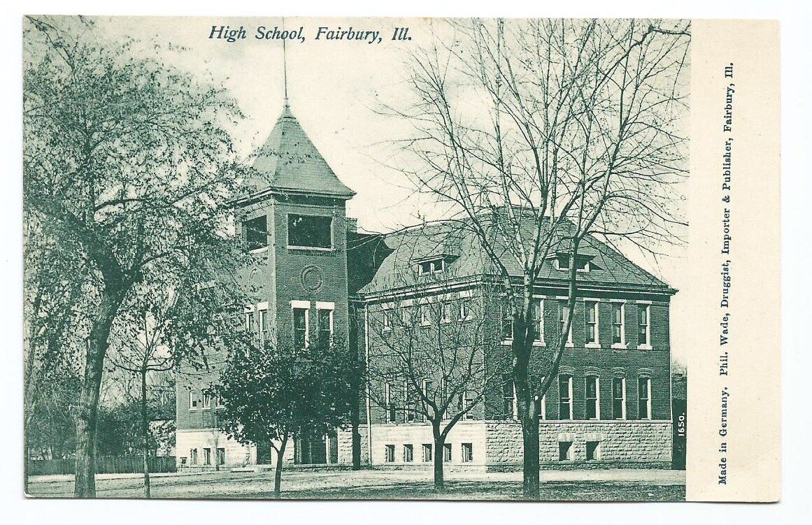Fairbury IL Postcard Illinois High School c1910