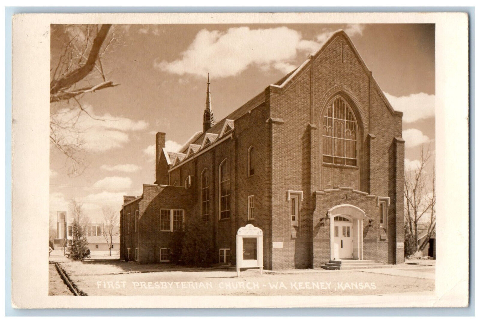WA Keeney Kansas KS Postcard First Presbyterian c1950's Unposted RPPC Photo