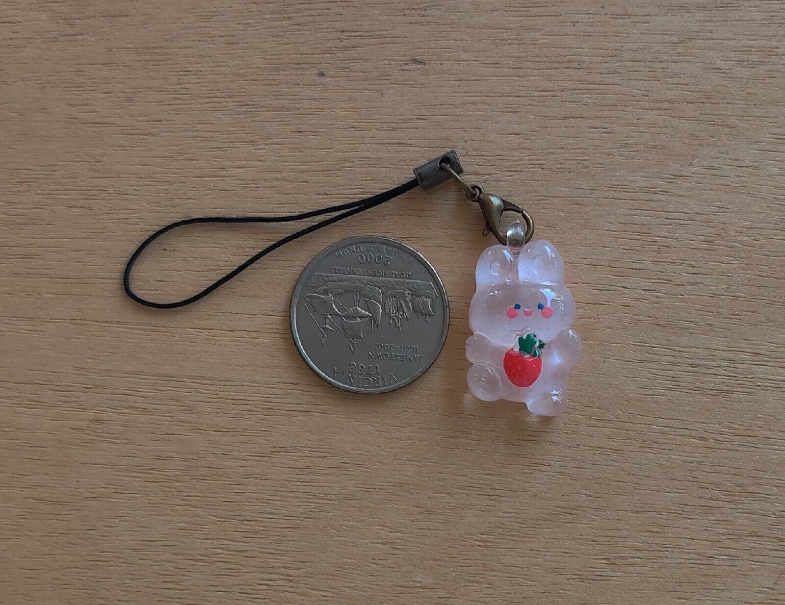 BN Resin charm strap lariat ornament - Pink Rabbit (last)