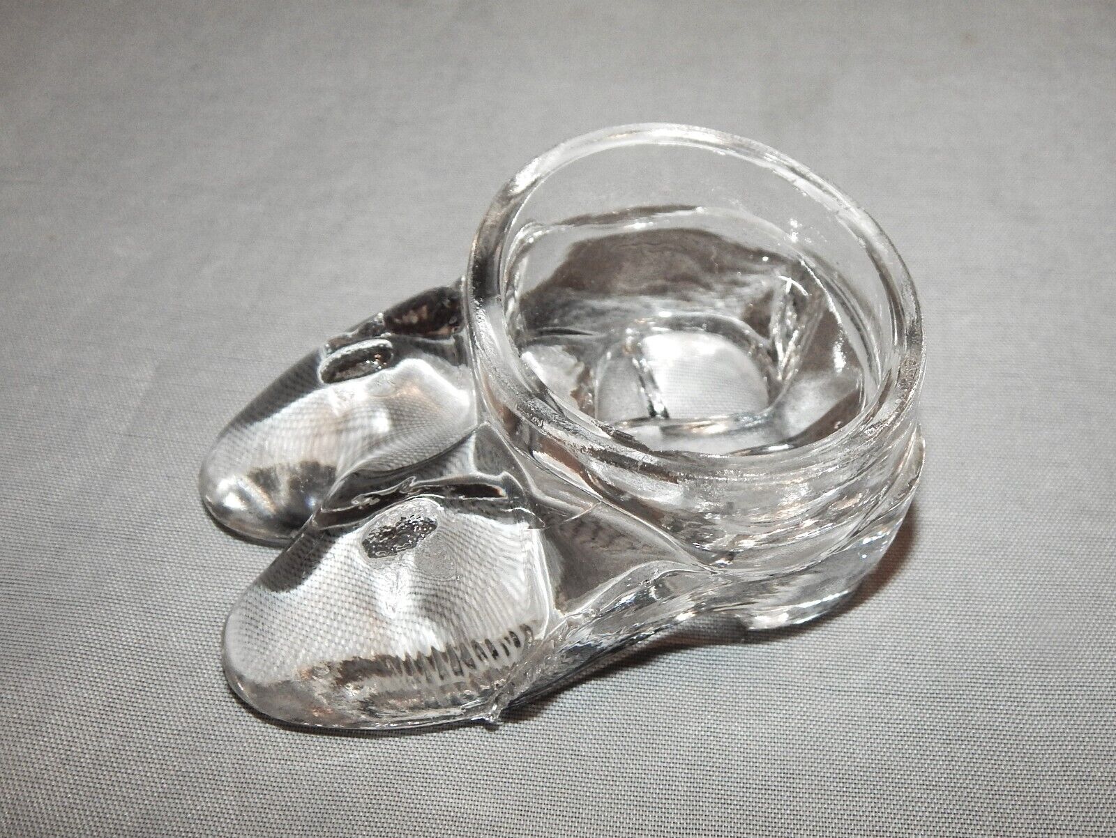 Antique Clear Glass Shoes Open Salt