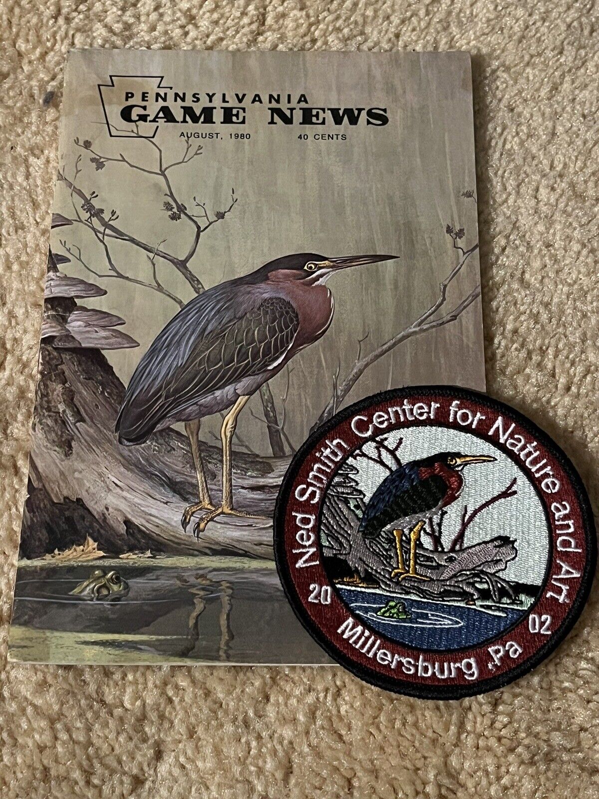 WILDLIFE ARTIST “NED SMITH” PATCH WITH MATCHING PA GAME COMMISSION MAGAZINE