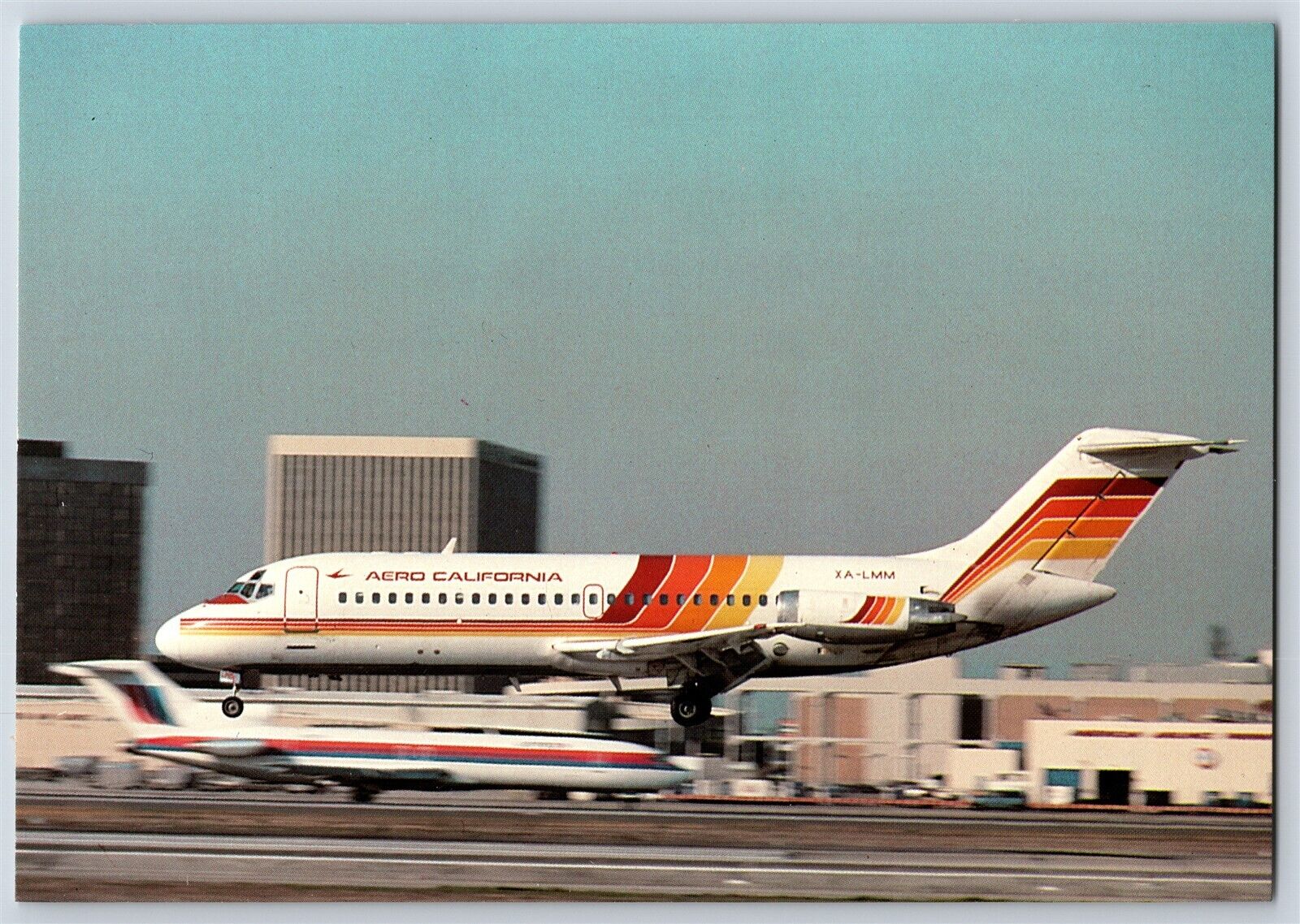 Airplane Postcard Aero California Airlines Douglas DC9-15 XALMM at LAX BQ18