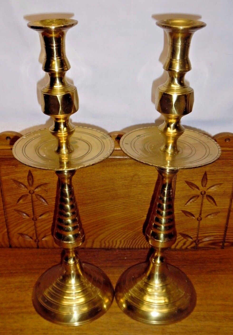 Pair Of Large Brass Candlesticks - 16 1/4\