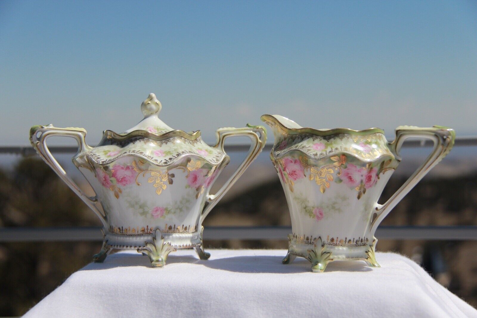RS Prussia Porcelain Antique Sugar And Creamer Set