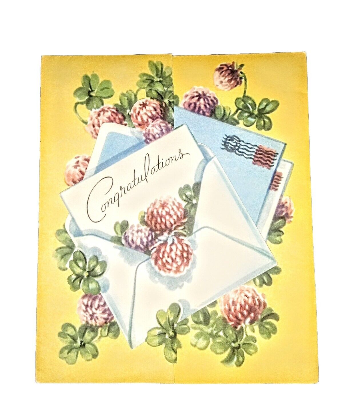 Sweet vintage Mid Century CONGRATULATIONS Greeting Card 1940s 50s