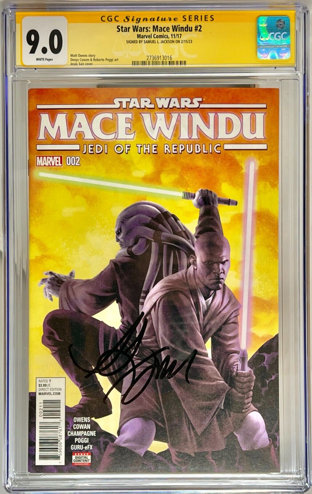 CGC Signature Series 9.0 Star Wars: Mace Windu #2 Samuel L. Jackson Auto