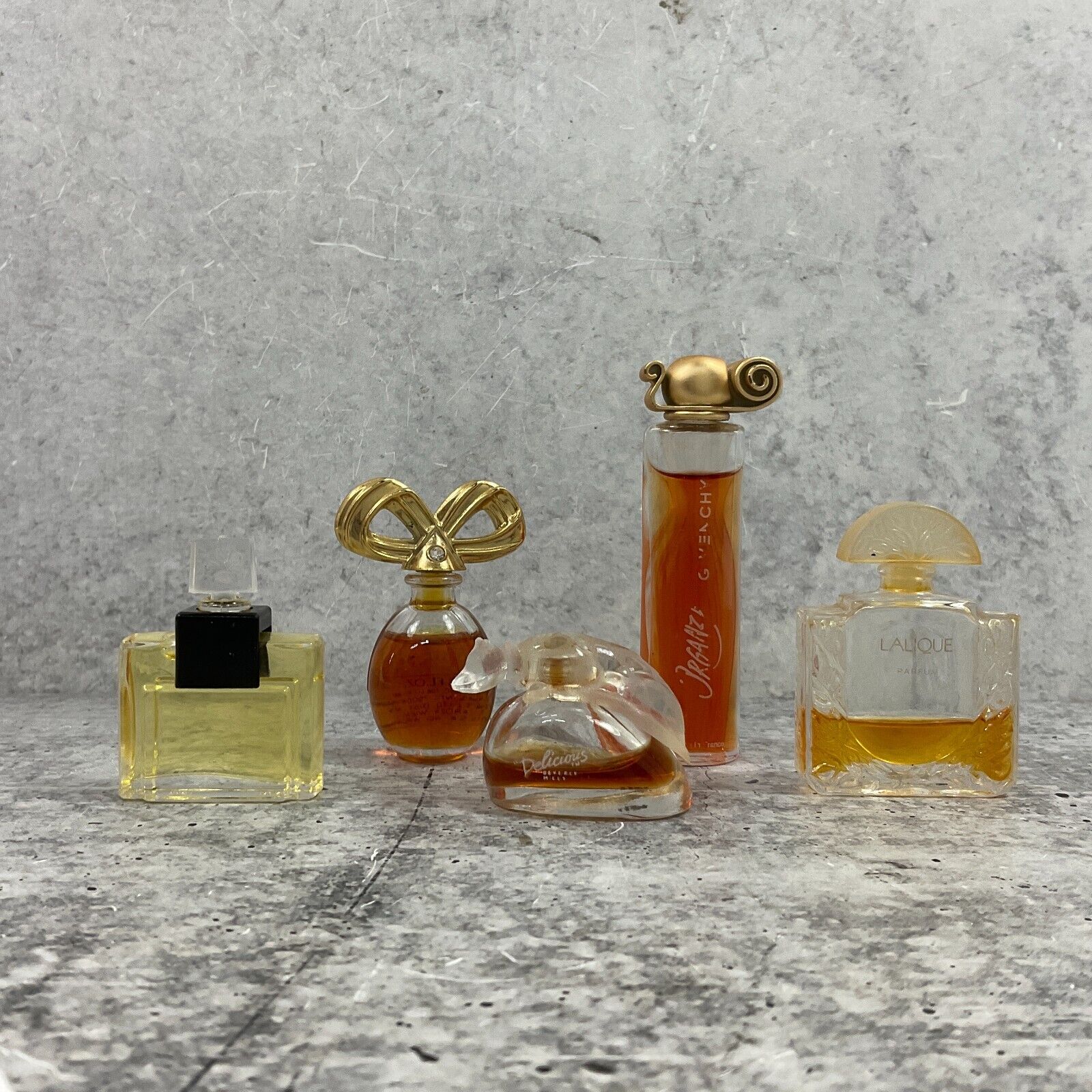 Lot of Five VTG Mini Perfumes Givenchy Organza Alfred Sung Delicious & Lalique