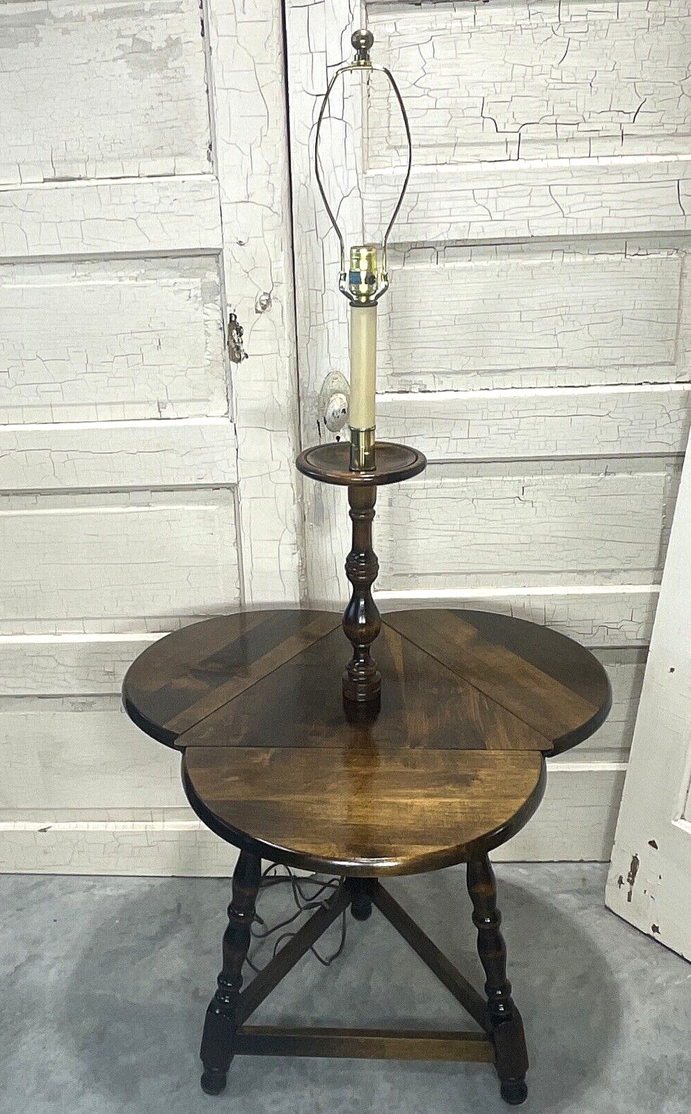 Vintage Fredrick Cooper? Wood Floor Lamp ~ Hinged Table Surround