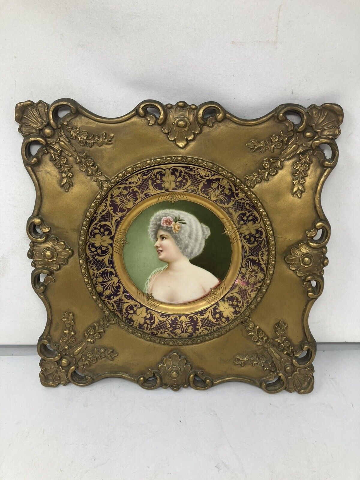 Royal Vienna Gold and Cobalt Portriat Plate Gilt Frame