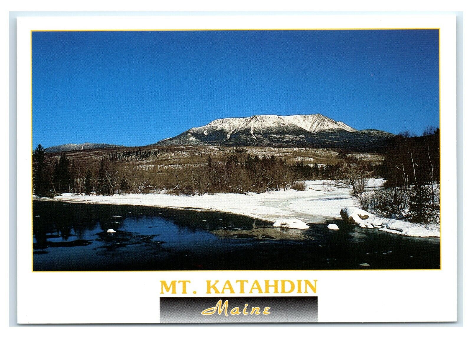 Postcard Mt. Katahdin, Maine winter view WHITE ME MS437