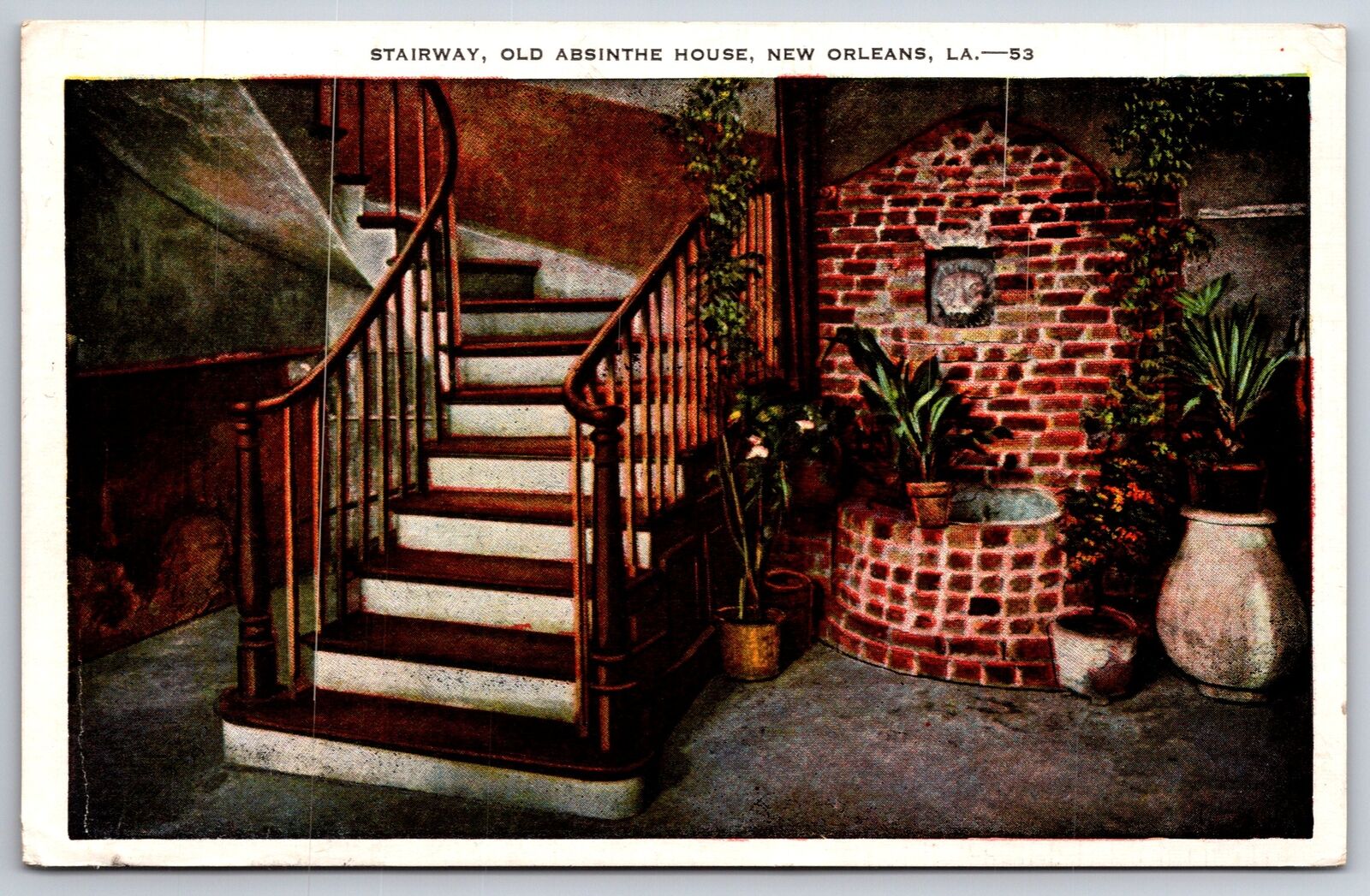 Interior~Stairway Old Absinthe House New Orleans Louisiana~Vintage Postcard
