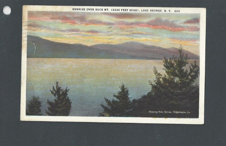 Post Card 1925 Lake George NY Buck Mountain