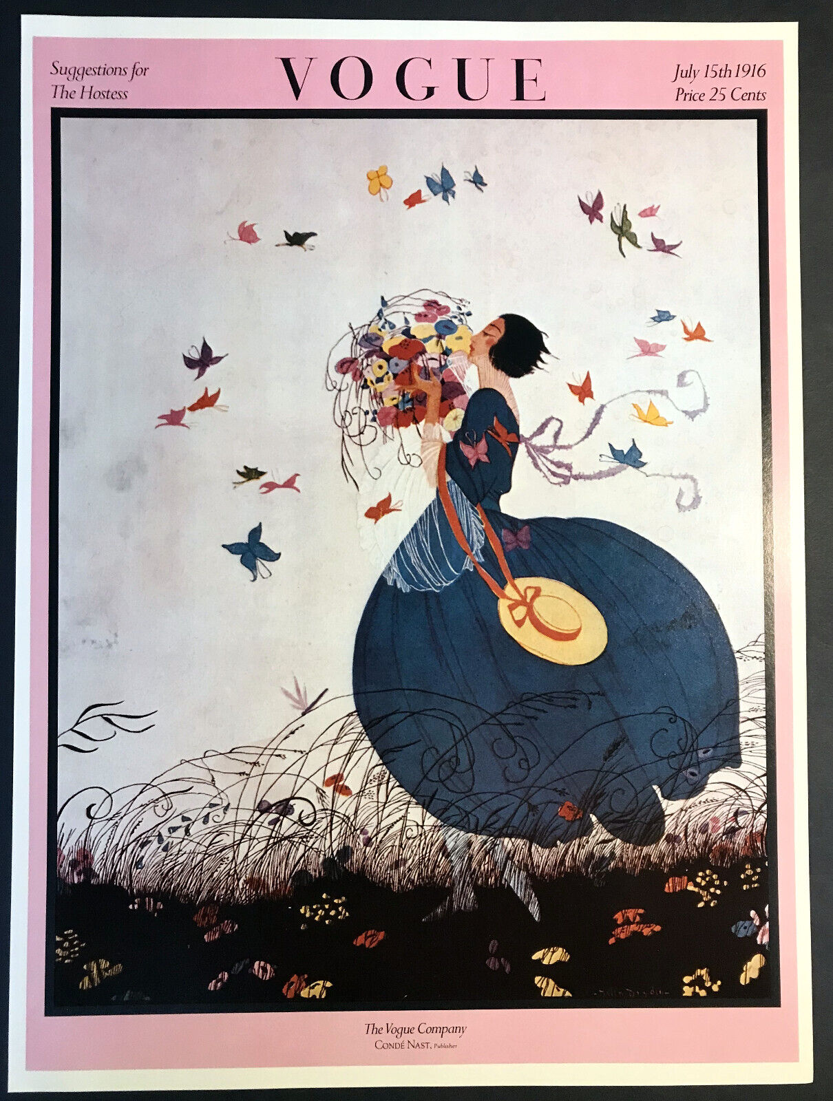 VOGUE VINTAGE FASHION MAGAZINE COVER POSTER OF THE JULY 15 1916 LADY BUTTERFLY