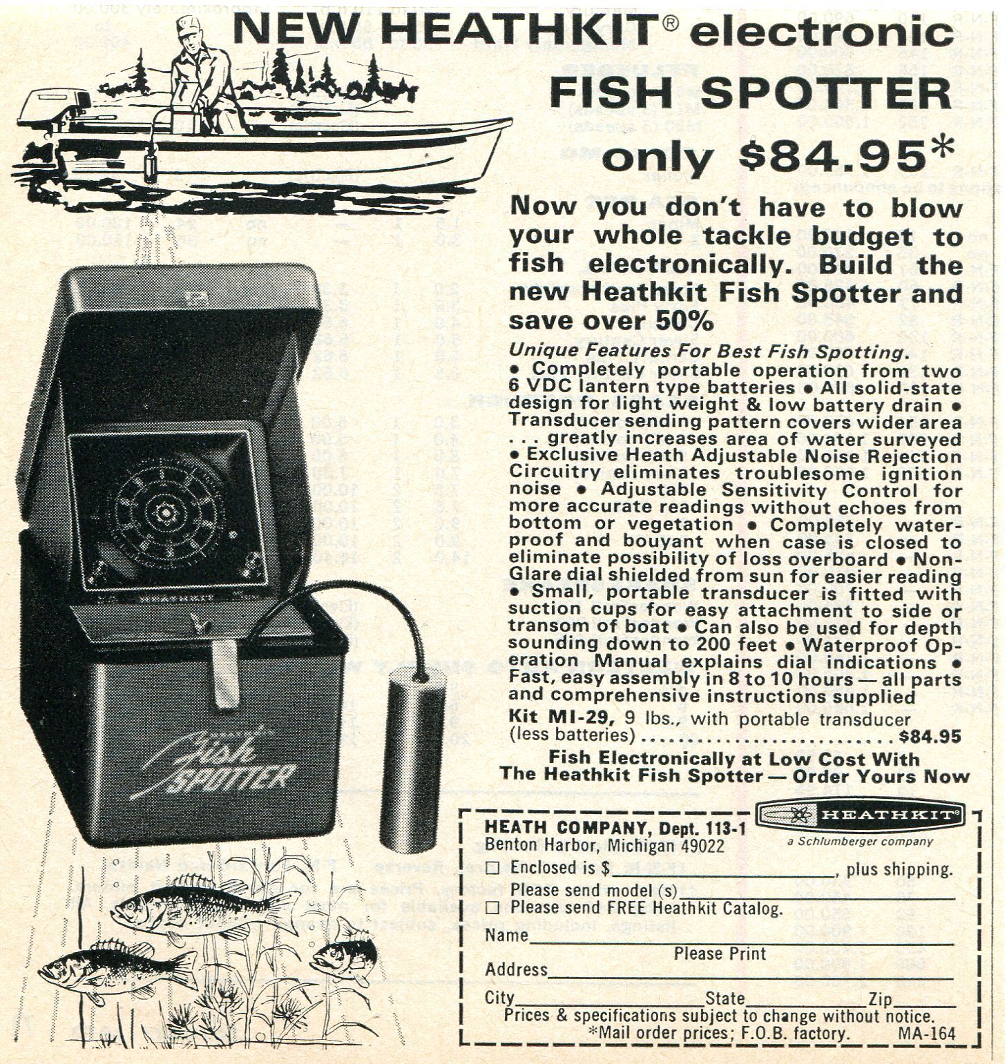 1970 Print Ad of Heath Co Heathkit Electronic Fish Spotter