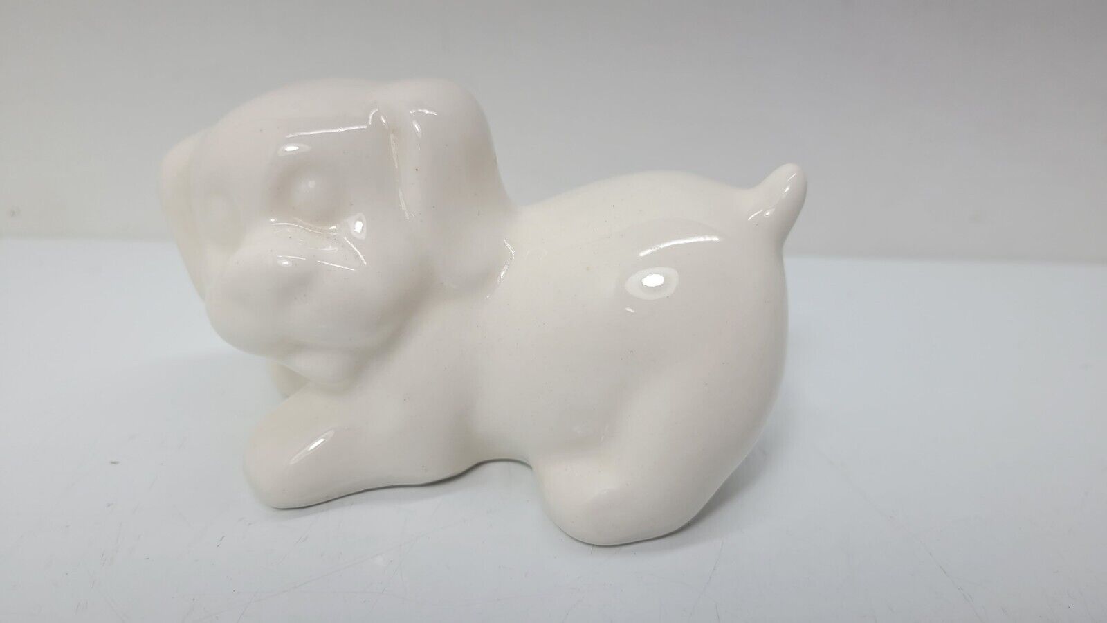 Vintage White Ceramic Dog Figurine Marked 6 3\