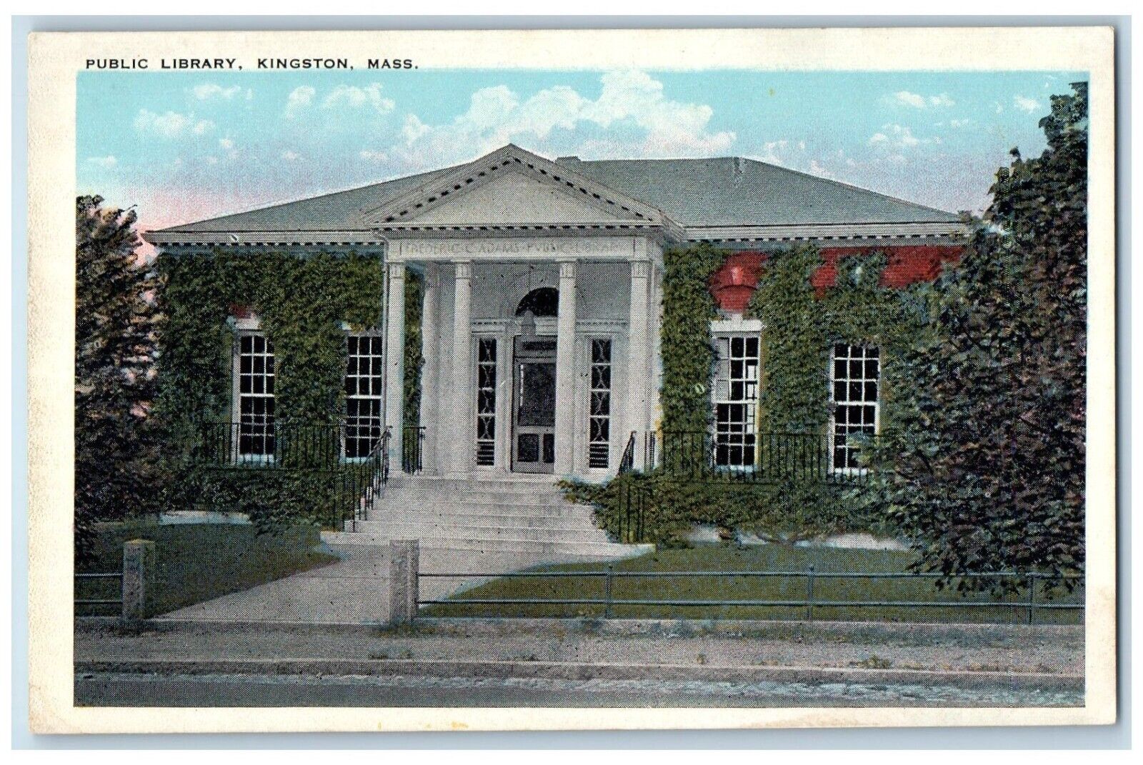 c1920's Public Library Roadside Kingston Massachusetts MA Vintage Postcard