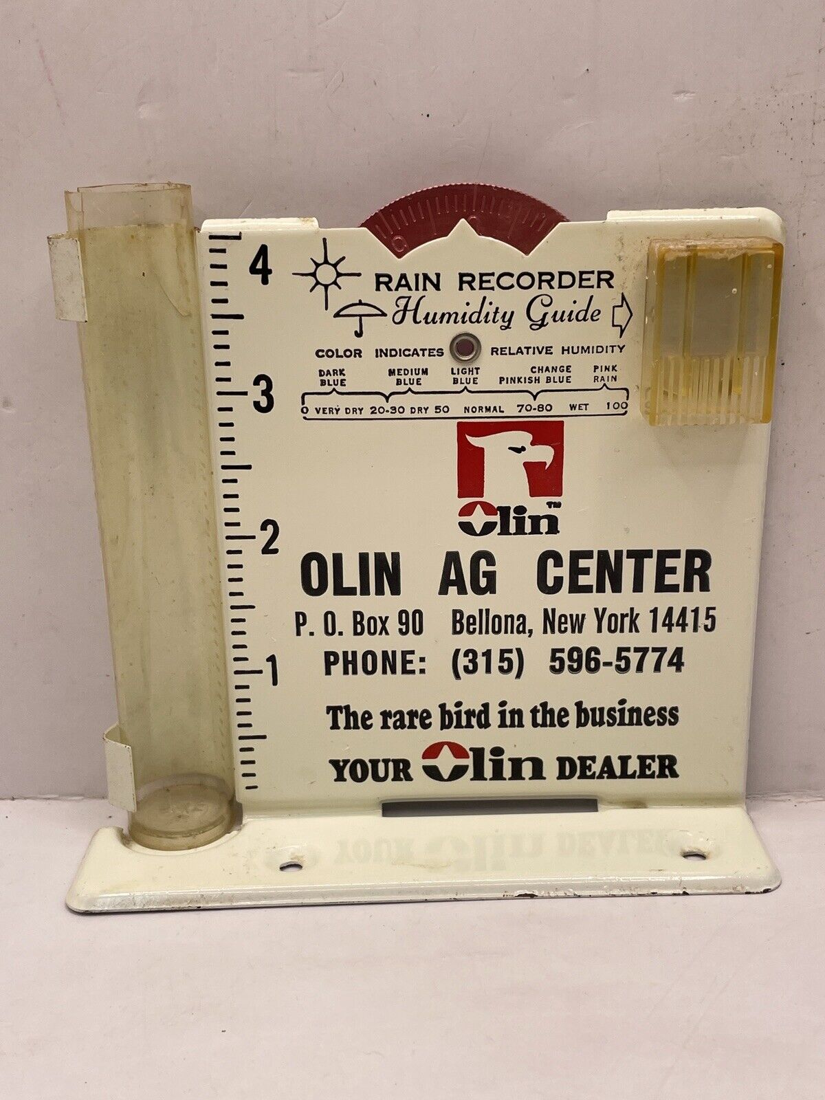 Vintage Olin Ag Center Bellona NY Rain Recorder Gage R2E1