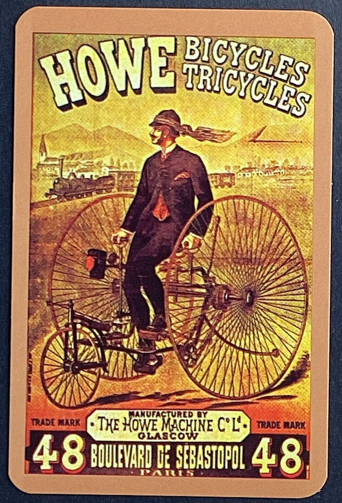 Howe Bicycles Tricycles Ad Single Swap Playing Card King Spades