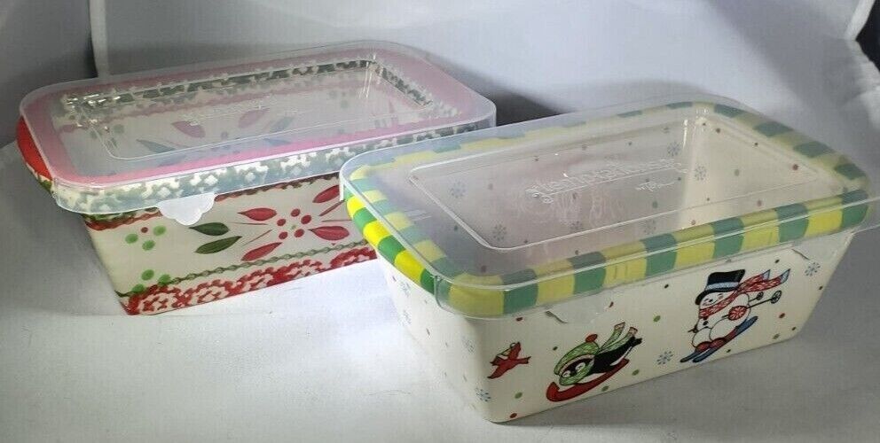 Temptations Holidays and Old World Christmas Mini Loaf Dishes with Lids in Boxes