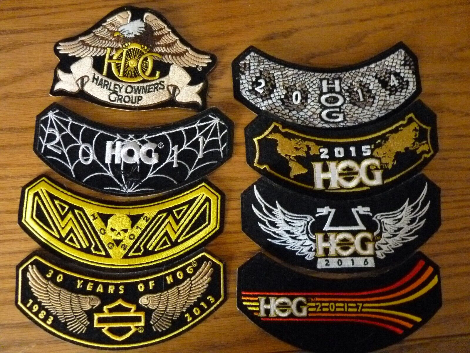 Harley-Davidson Owners Group HOG Patch -Large Lot of 8 from 2011-2017, Rocker +