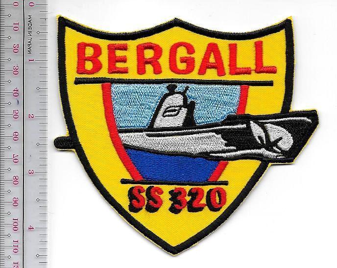 Submarine US Navy WWII USS Bergall SS320 Sub Active 1944 - 1958 Patch vel hooks