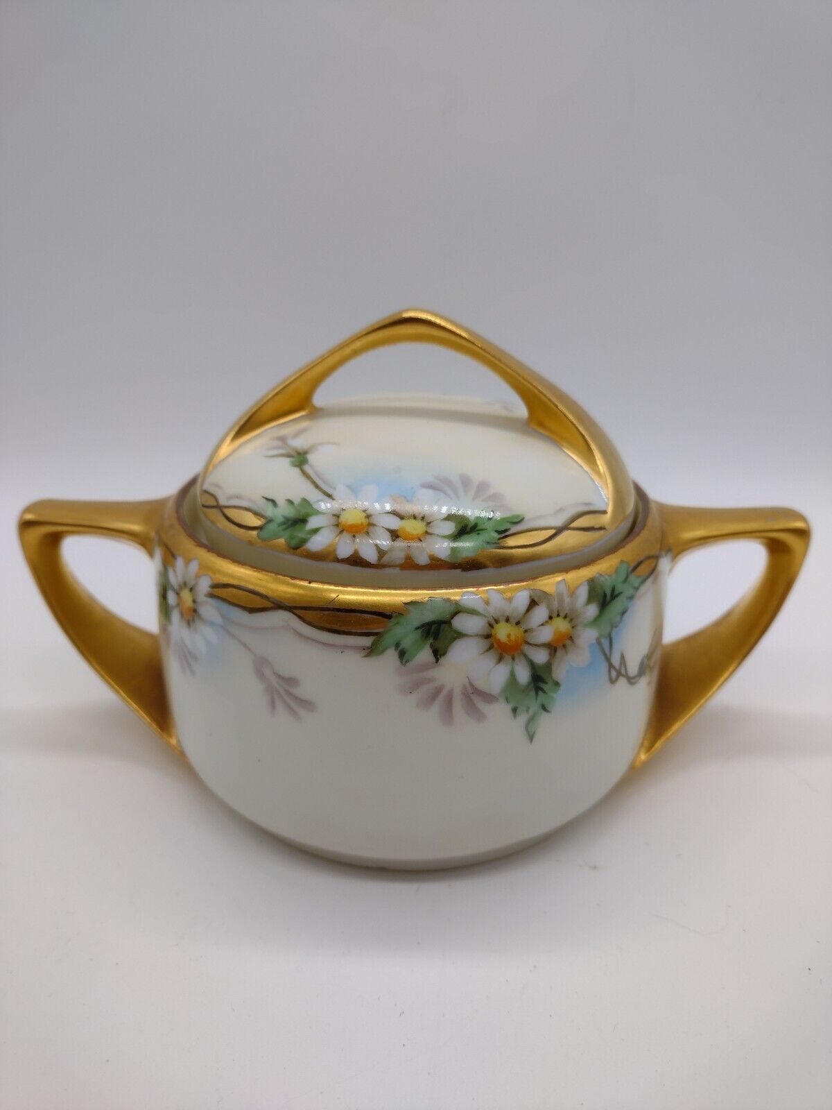 Hand painted Vintage Rosenthal Covered Porcelain Sugar Bowl With Daisy Design