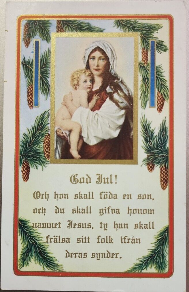 God Jul Early 1900s Vintage Swedish Christmas Poem Postcard Unposted