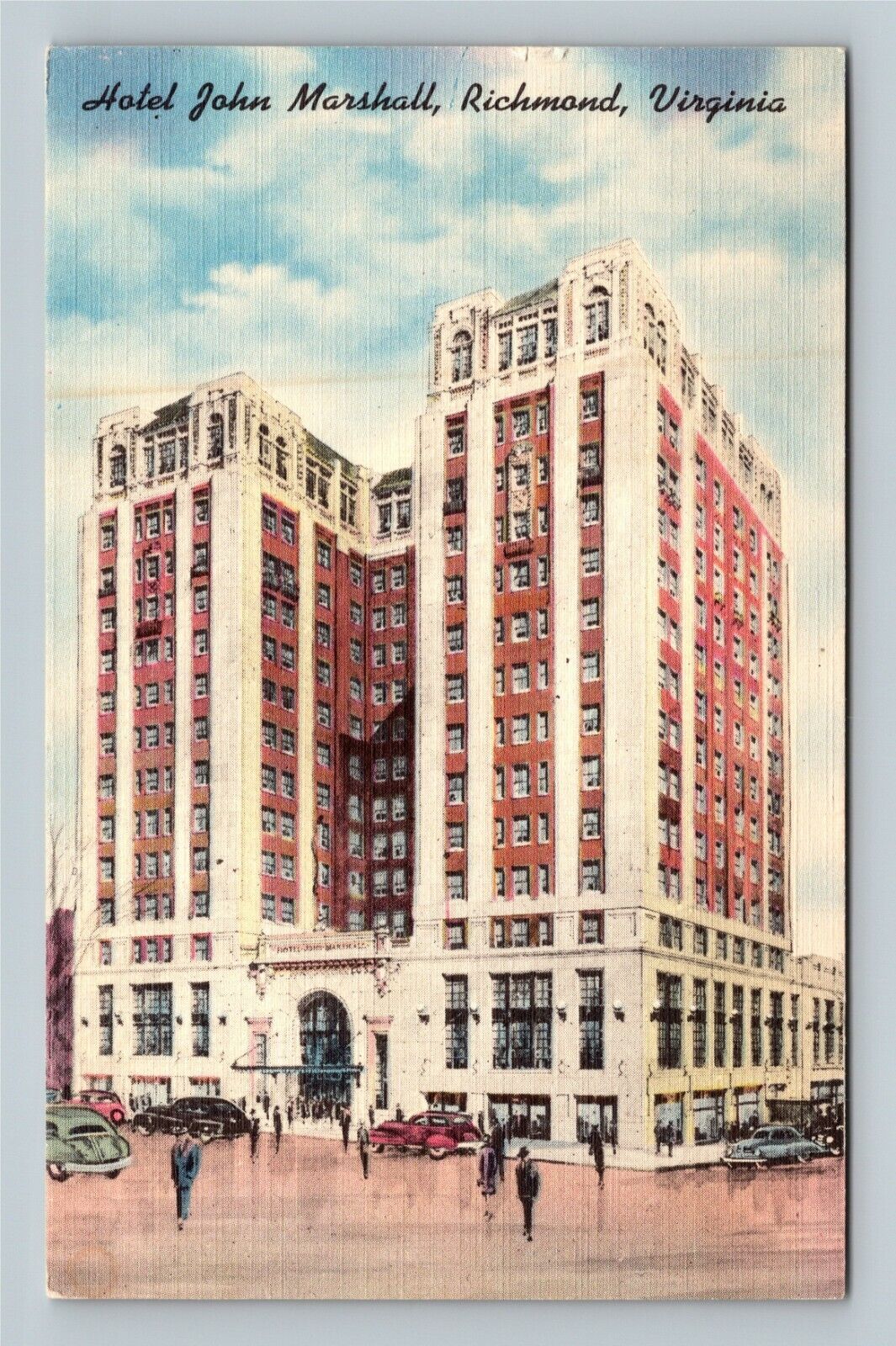 Richmond VA, Historic Hotel John Marshall, Virginia Vintage Postcard