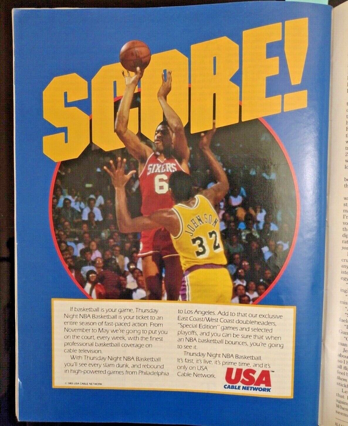 Magic Johnson Magazine Print Ad Page LA Lakers Basketball USA Cable Network 1984