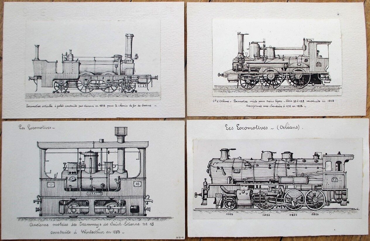 Locomotive/Railroad 1912 Original Art: 32 Hand-Drawn EXCEPTIONAL Sketches-Trains
