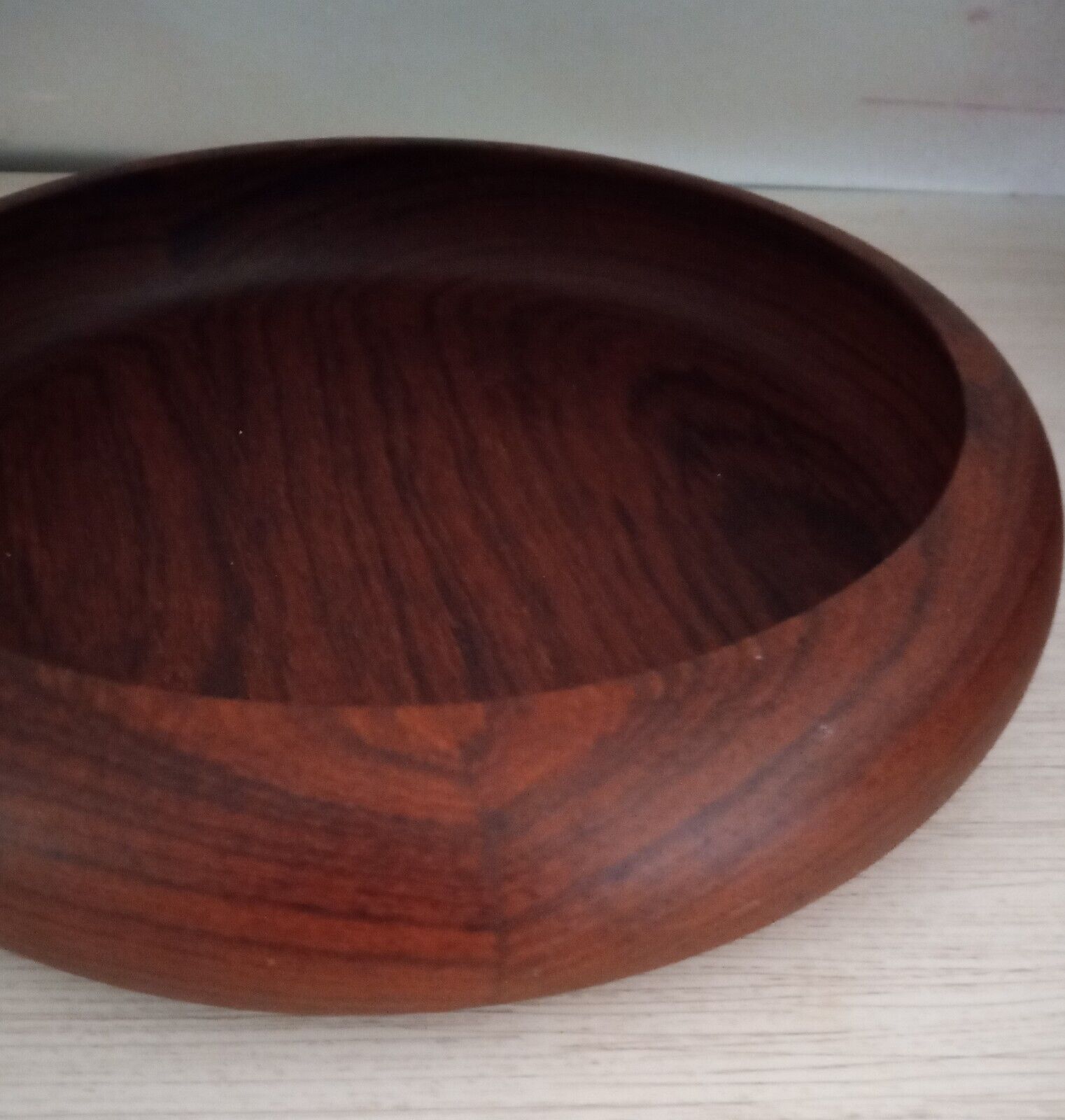 Vintage Walnut Wooden Bowl 10 Inch Round Mark MWA