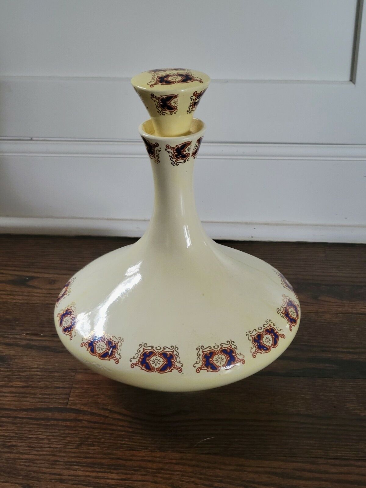 MCM Ceramic Genie Bottle Decanter Orange Specked Textured Vintage Barware