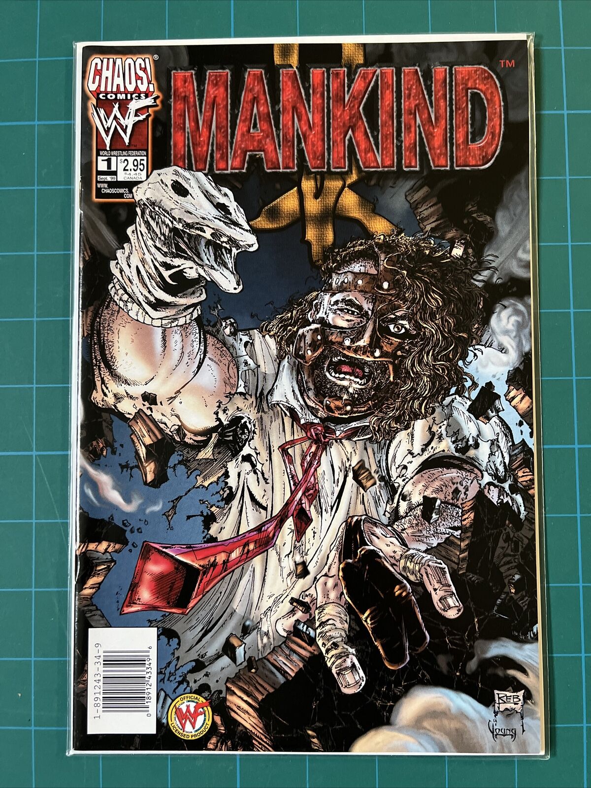 1999 CHAOS Comics MANKIND #1 - WWF Mr. Socko Cover - NM D5