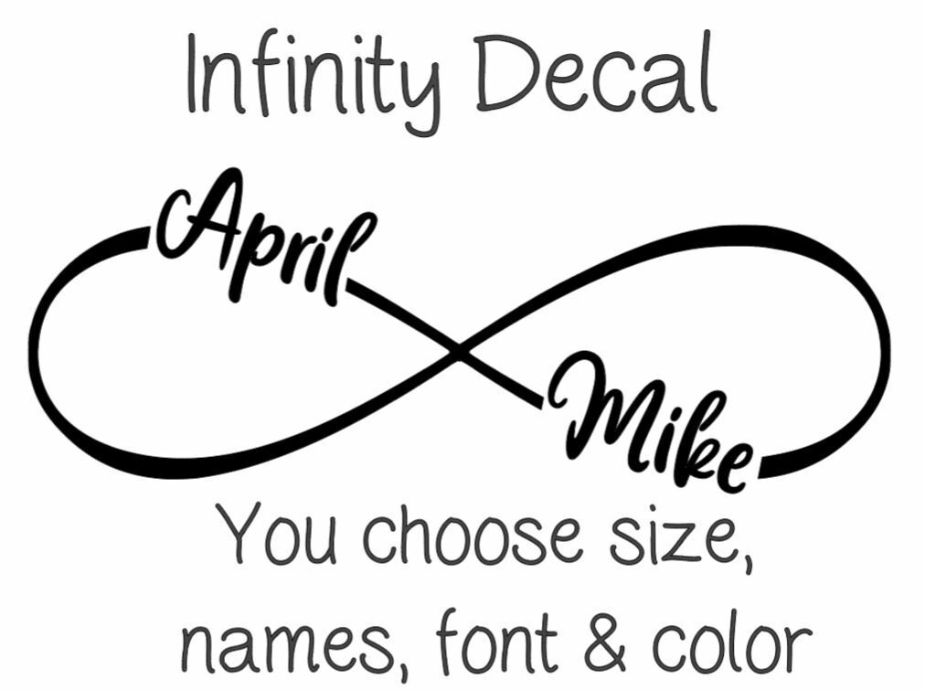 Personalize Custom Infinity Name Vinyl Decal Sticker Window Tumbler Laptop Gift 