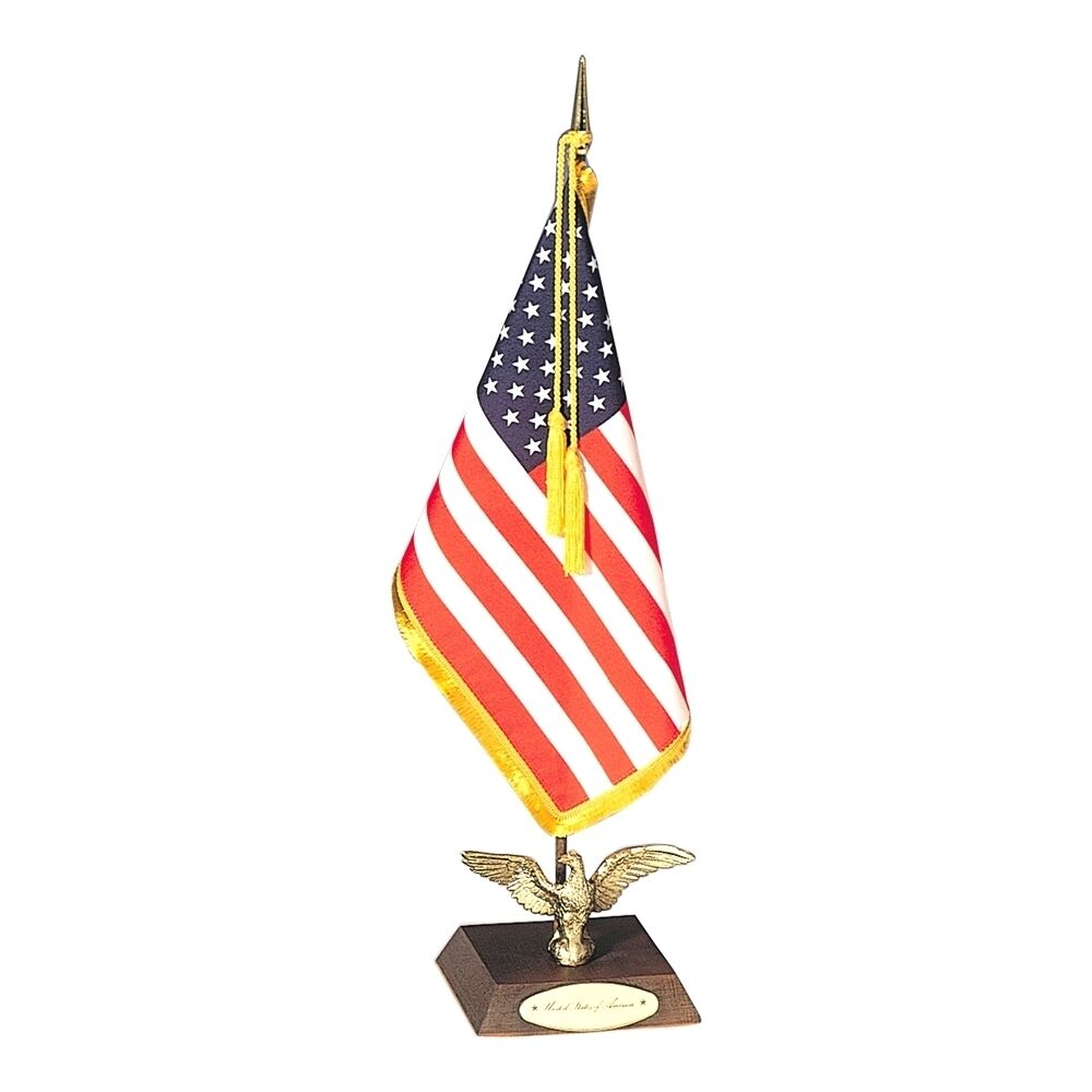 U.S. United States Ambassador Miniature Fabric Desk Flag Set With Stand 8\