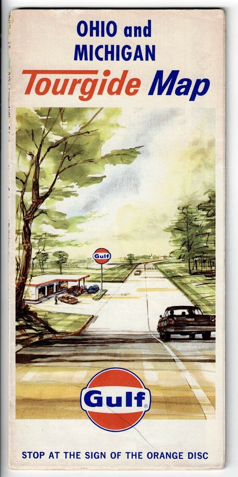 Vintage 1964 - Ohio and Michigan Tourguide Map - Gulf Gas & Oil