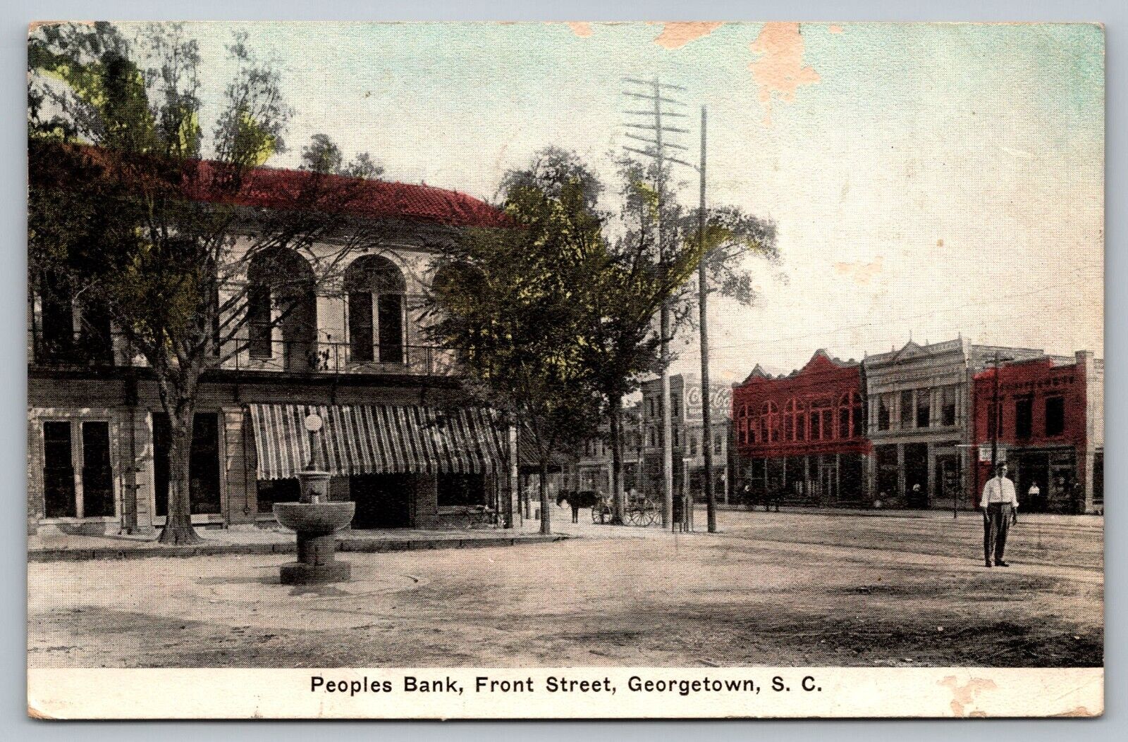 Postcard Peoples Bank Front Street Georgetown South Carolina SC c 1912