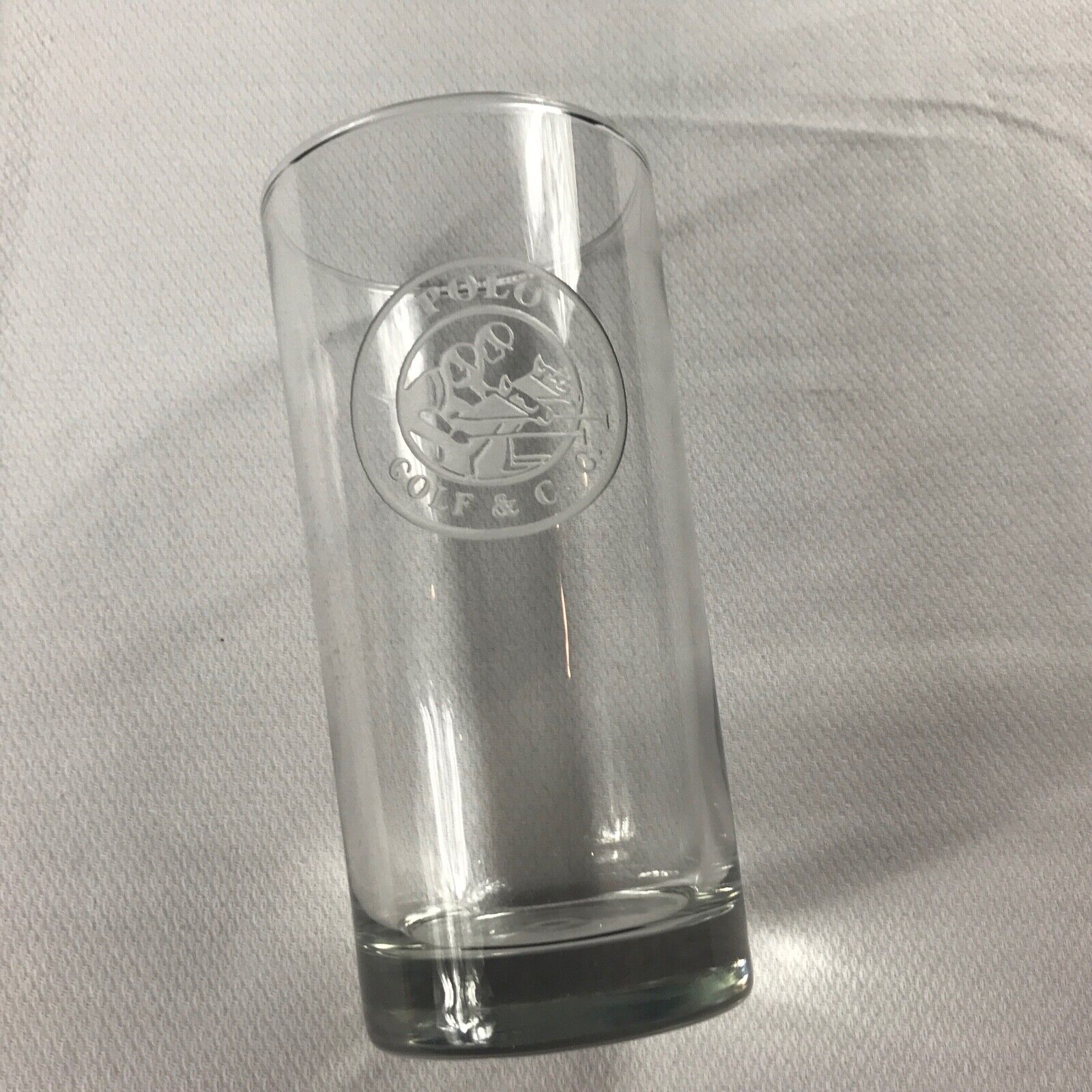 Polo Golf & C.C. Glass VTG Cup Equestrian Jockey Horse Country Club Etched Gift