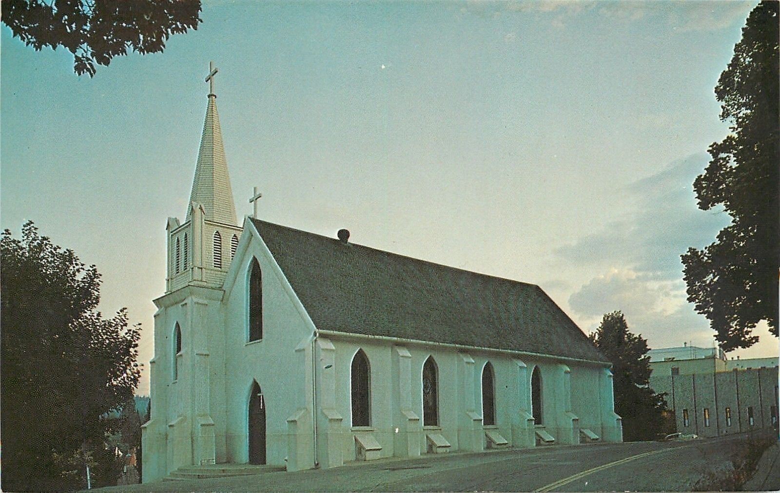 Nevada City~St Canices Catholic Church at Sunrise~1970s Postcard