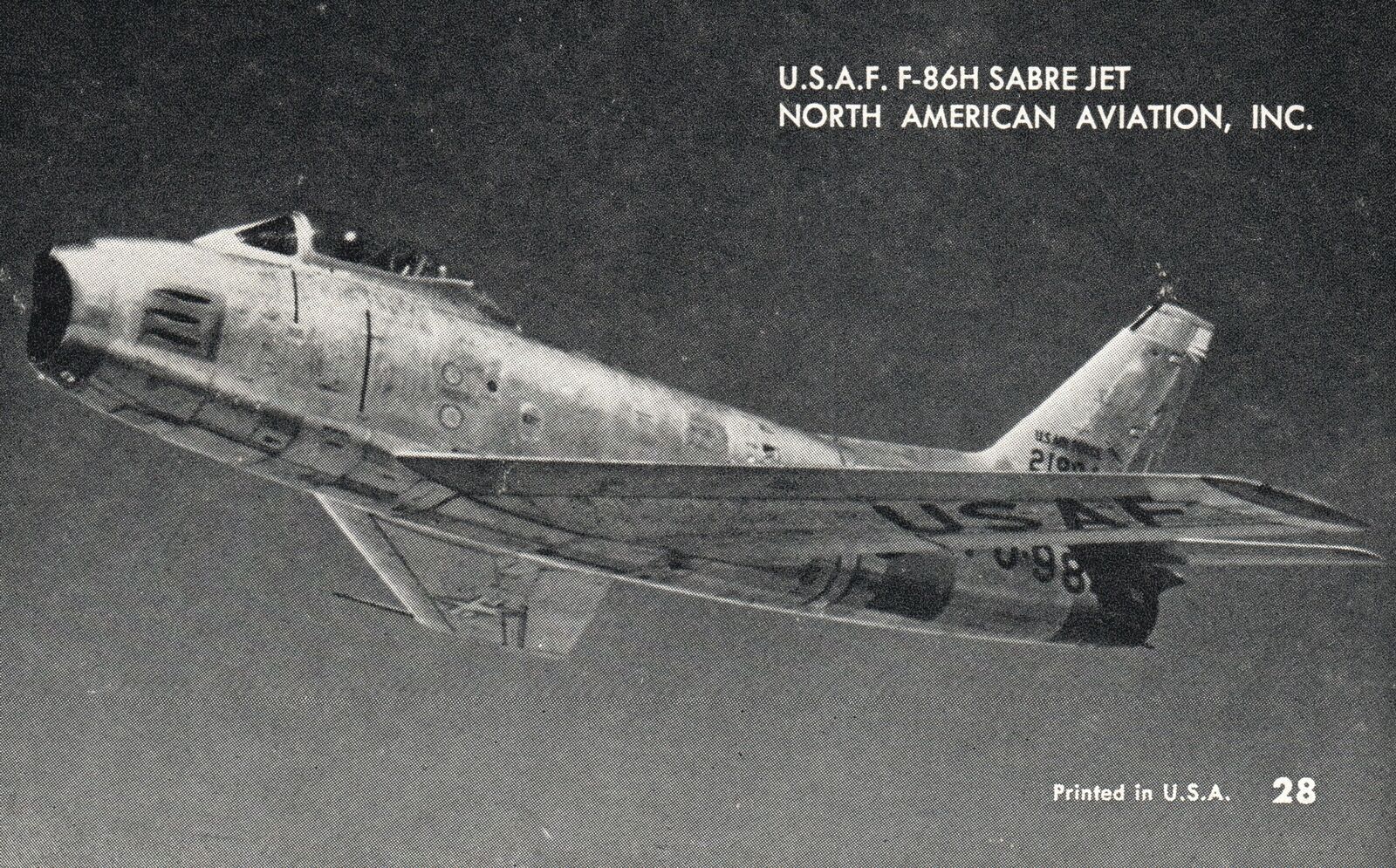 Vintage Card U.S.A.F. F-86H Sabre Jet North American Aviation Inc.