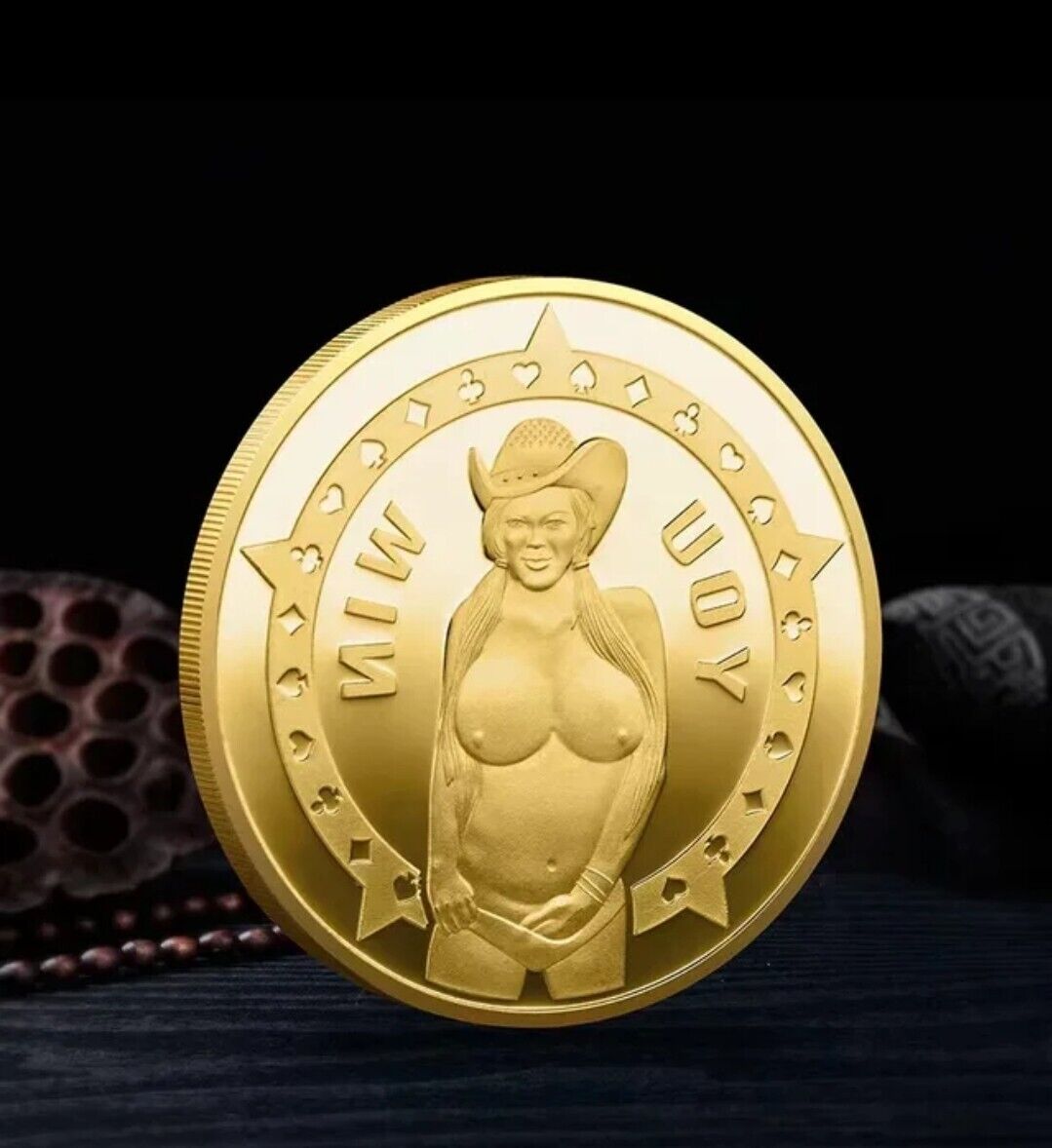 Gold You Win You Lose Sexy Lady Heads Tails Challenge Token Coin