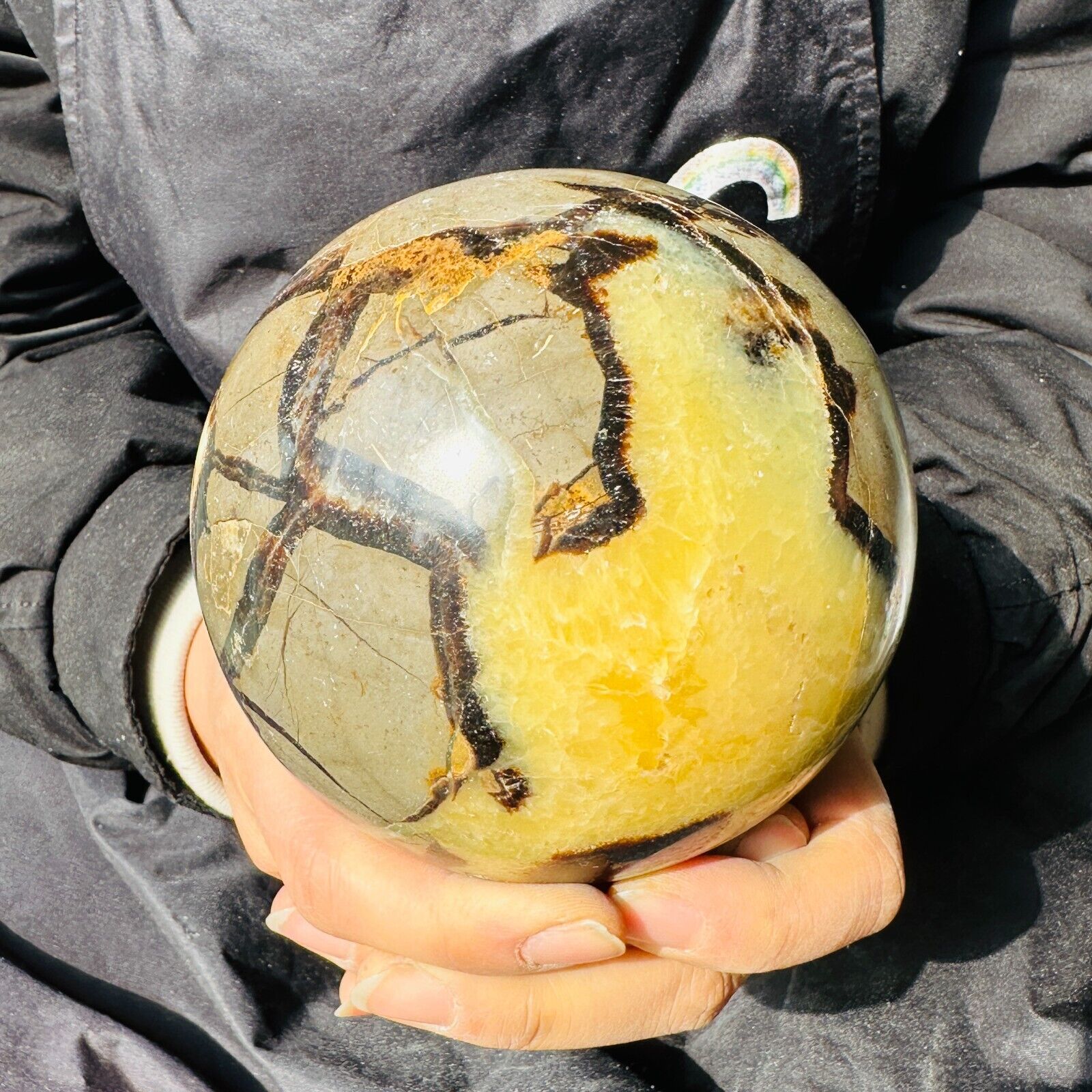 4.07LB TOP Natural Dragon Septarian Quartz Ball carved Crystal Sphere decoration