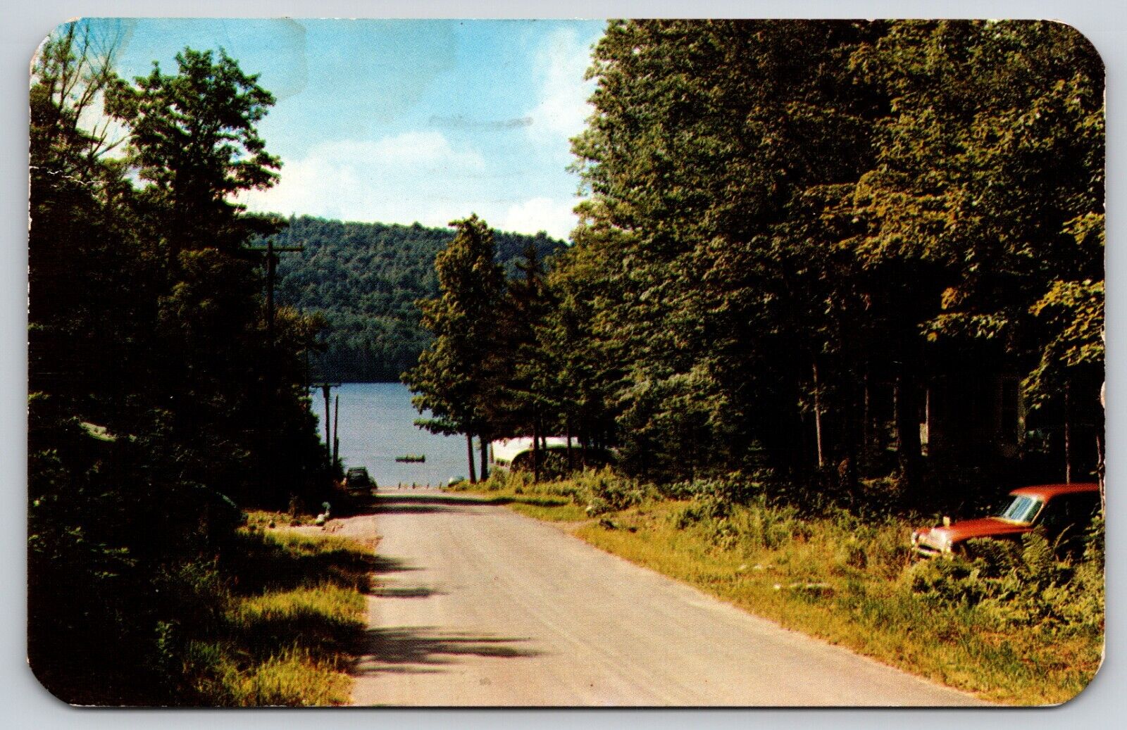 Postcard Approaching Limekiln Lake New York Adirondack Mountains Scenic View