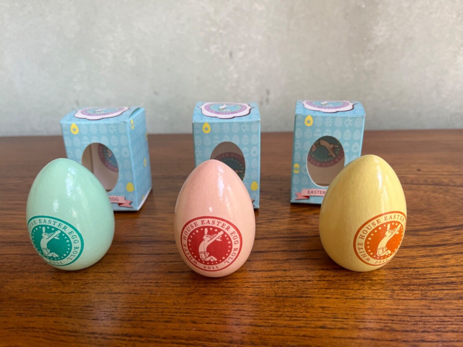 3 Assorted Colors White House Easter Egg Roll Eggs 2011 w/ Paperwork Obama