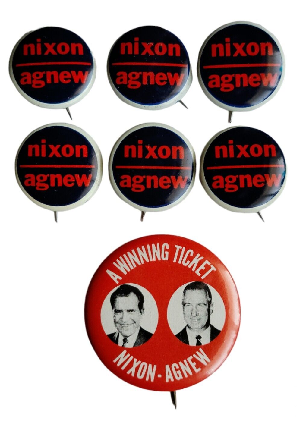1968 A Winning Ticket Nixon - Agnew Presidential Campaign Pinback Button Lot