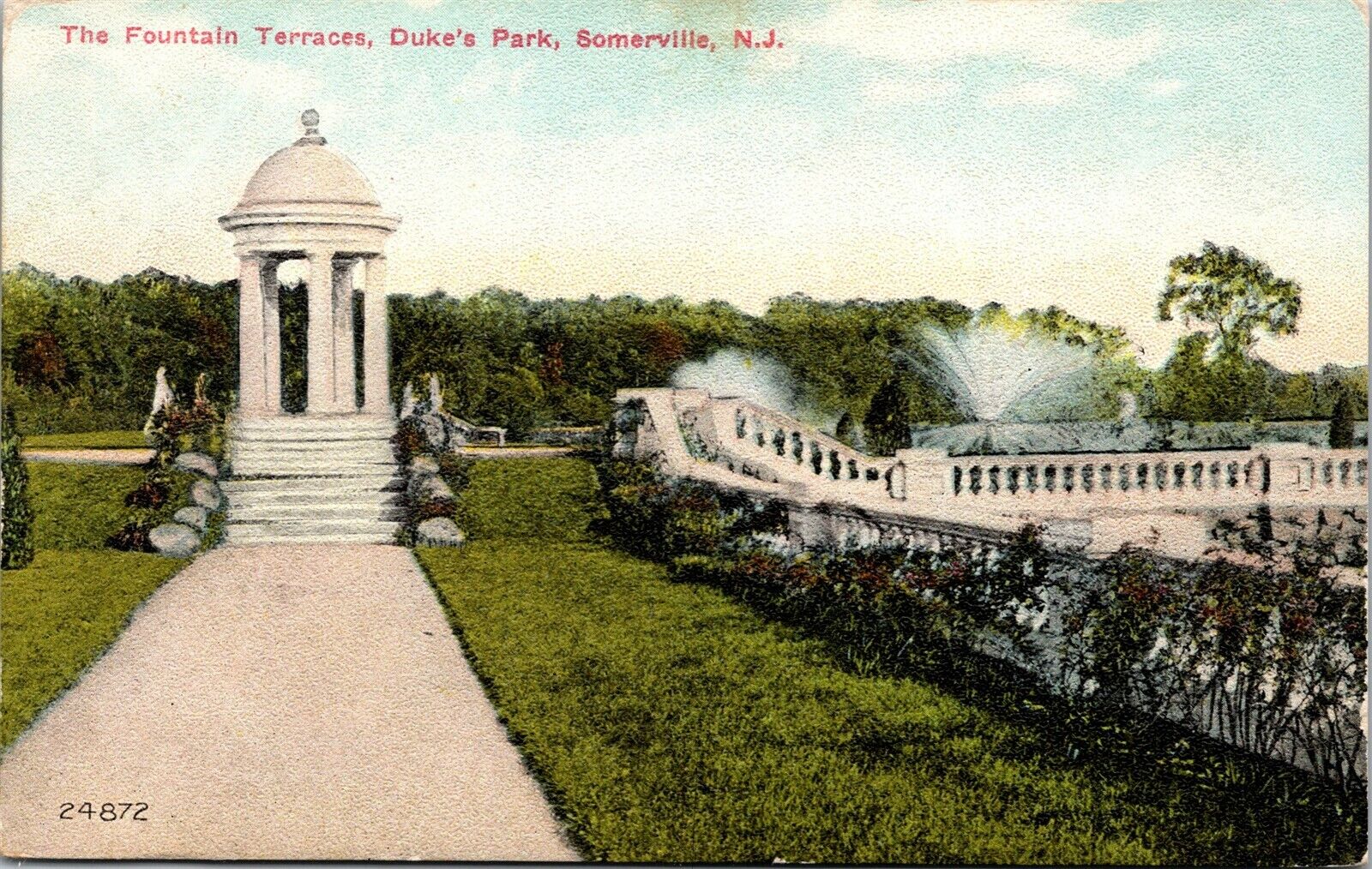 Vtg Somerville New Jersey NJ Fountain Terraces Duke\'s Park 1910s Postcard
