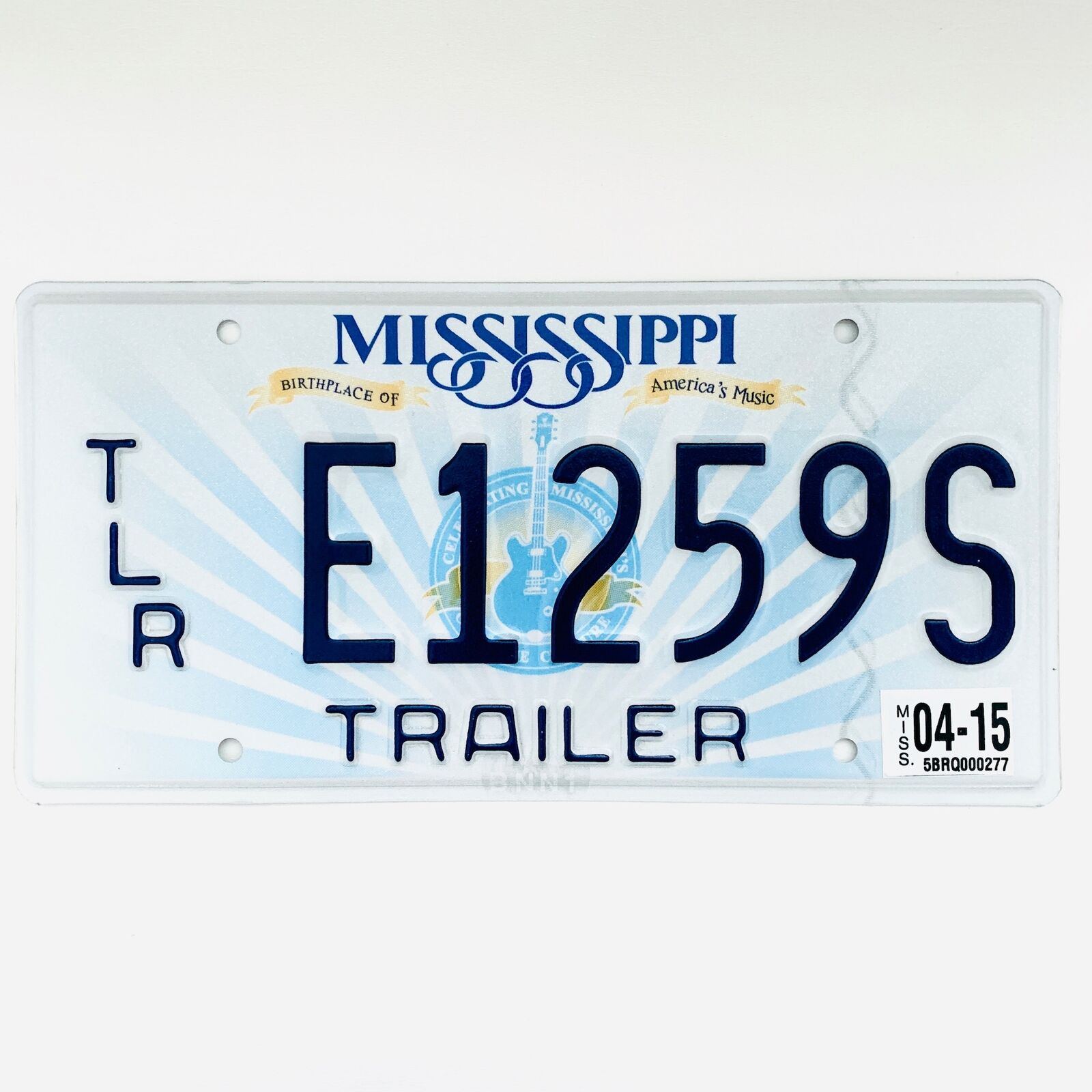 2015 United States Mississippi America\'s Music Trailer License Plate E1269S