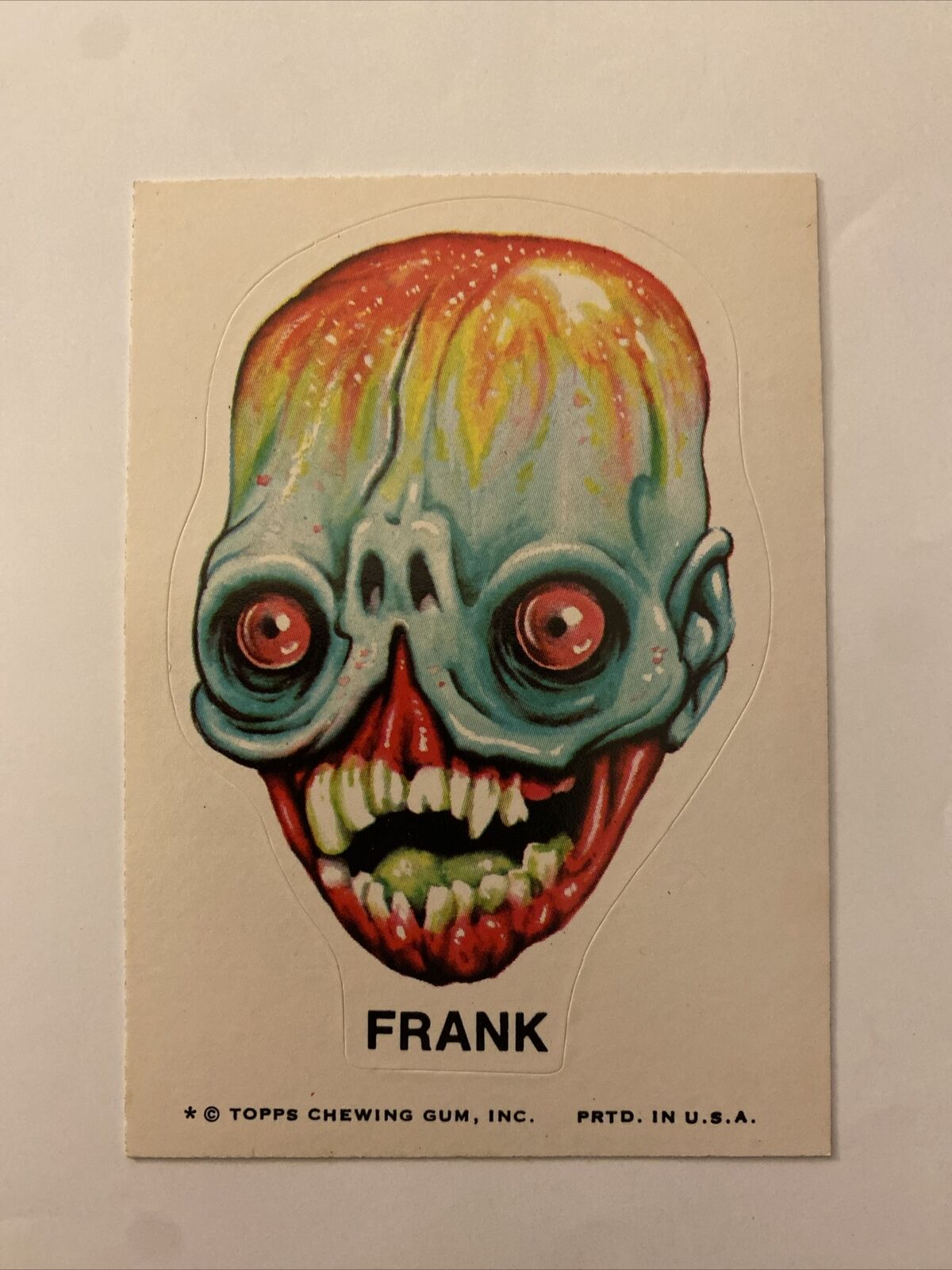 Vintage 1976 Topps Ugly Monster Sticker Trading Card FRANK