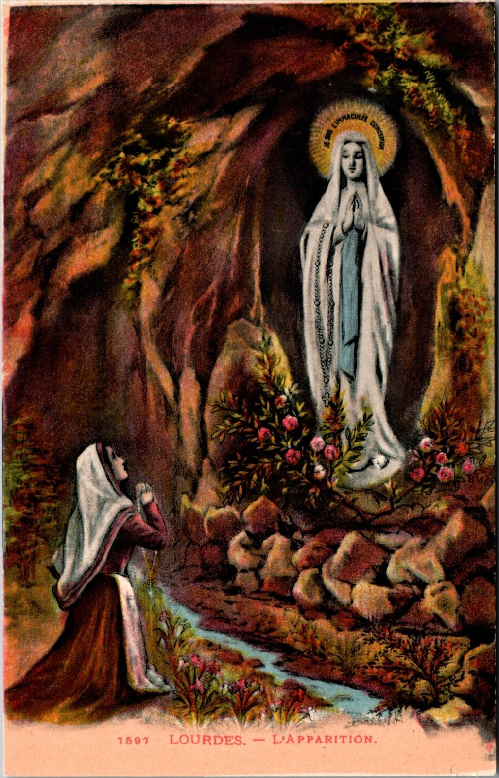 L\'Apparition Lourdes France Postcard L66