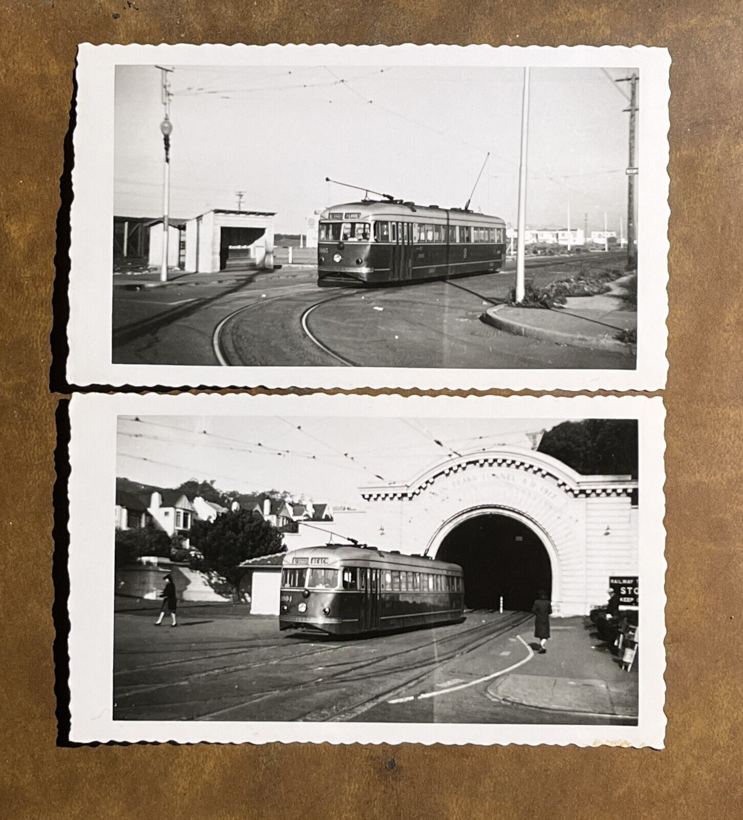 2 x  1943 SF Municipal Railway MUNI Street Cars #1004 & 1005 - B/W Photos